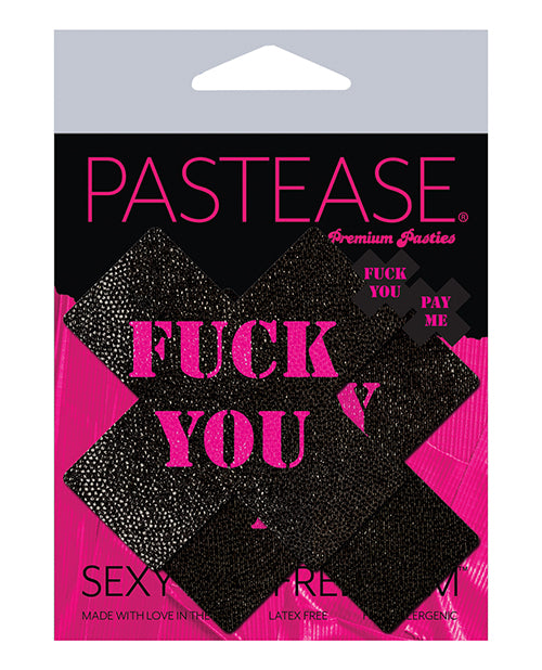 Pastease Premium Fuck You Pay Me Cross - Black-pink O-s