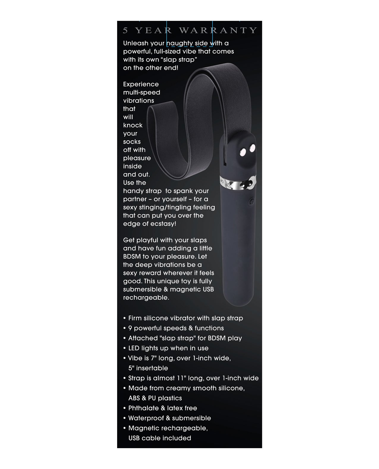 Adam & Eve Spank Me Vibe - Black