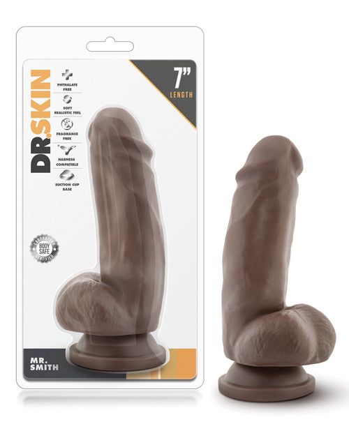 Blush Dr. Skin Mr. Smith 7" Dildo W-suction Cup - Chocolate