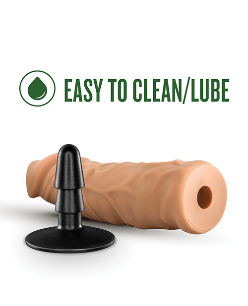 Blush Lock On 8" Argonite Dildo W-suction Cup Adapter - Mocha