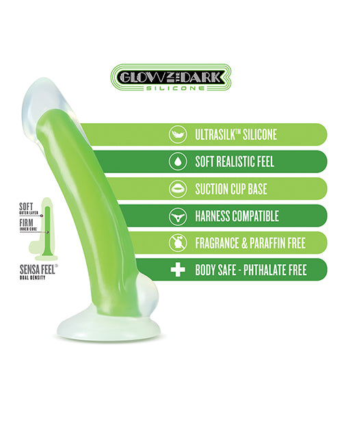 Blush Neo Elite Glow In The Dark Omnia  7" Silicone Dual Density Dildo - Neon Green