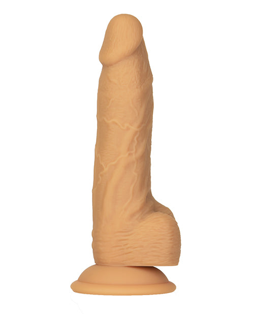 Naked Addiction 8" Rotating & Vibrating Dong W-remote - Caramel