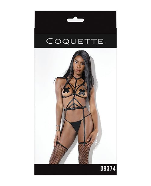 Coquette Darque Elastic Harness W-removable Garters Black O-s