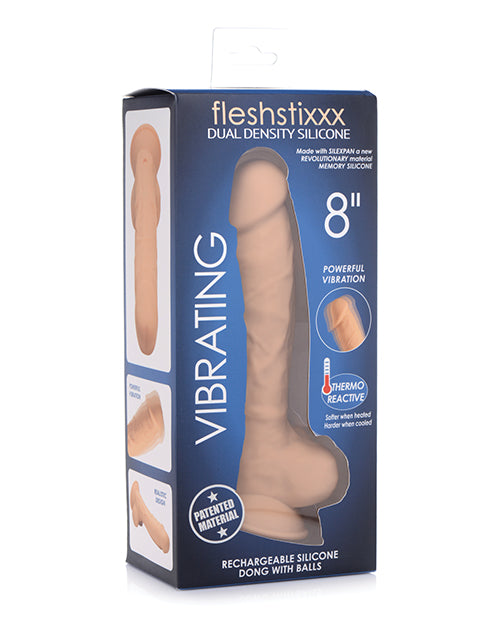 Curve Novelties Fleshstixxx 8" Vibrating Silicone Dildo W/balls