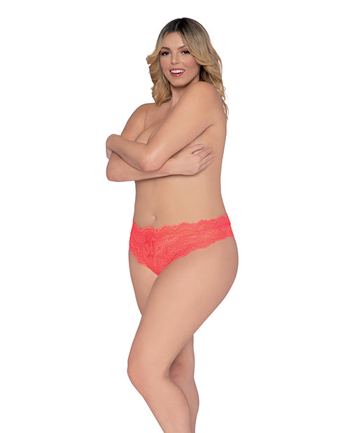 Simply Sexy Lace Tanga Open Crotch Panty Coral