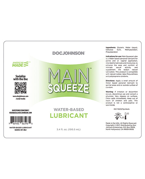 Main Squeeze Water-based Lubricant - 3.4 Oz