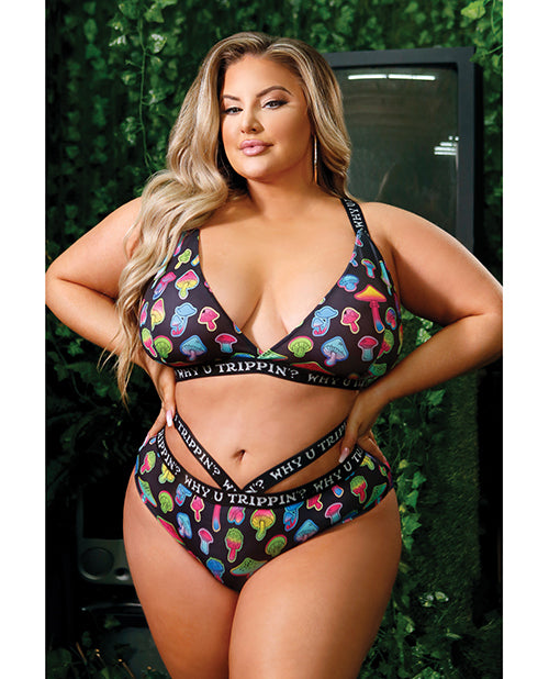 Vibes Why U Trippin Bralette & Cheeky Panty Black Qn