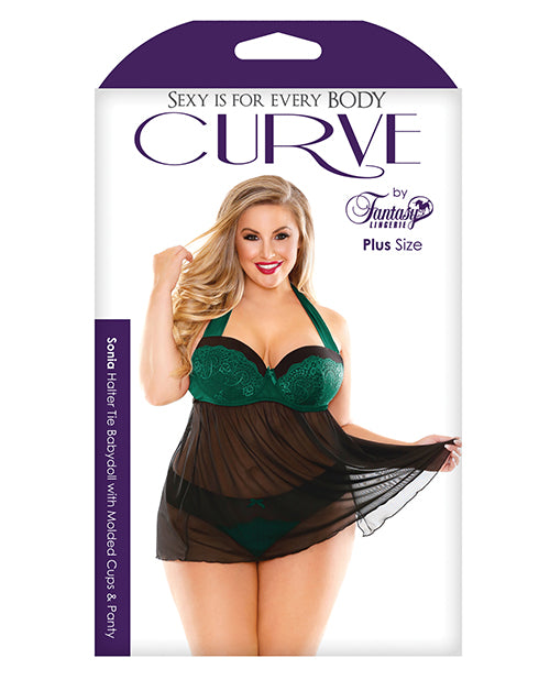 Curve Sonia Halter Tie Babydoll & Panty