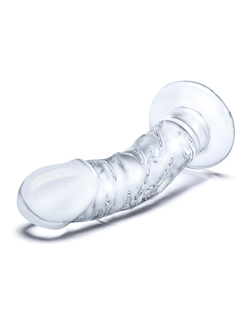 Glas 7" Realistic Curved Glass Dildo W-veins - Clear
