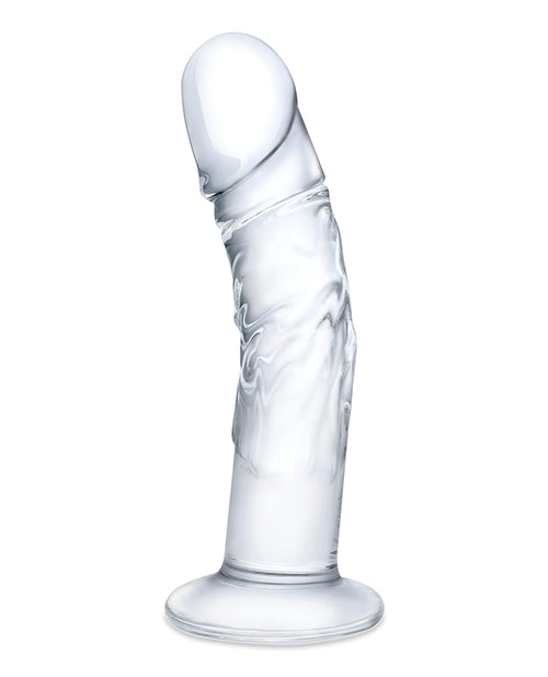 Glas 7" Realistic Curved Glass Dildo W-veins - Clear