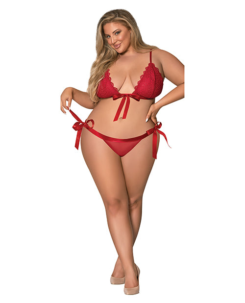 Sugar & Spice Ribbon Tie Bra & Panty Red Qn