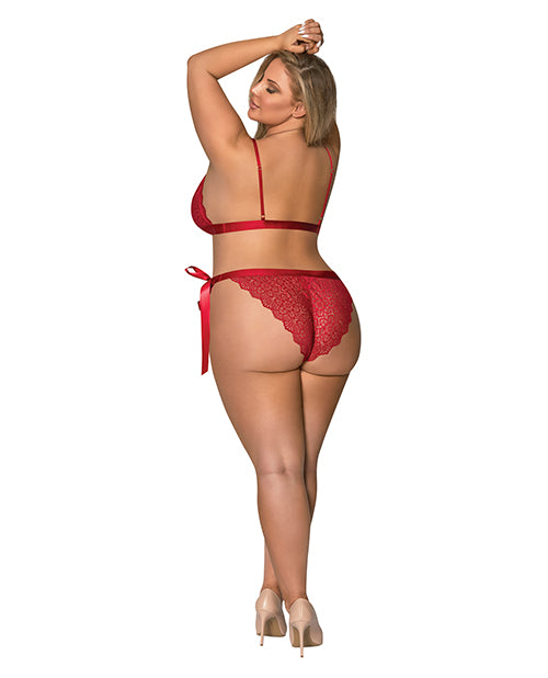 Sugar & Spice Ribbon Tie Bra & Panty Red Qn