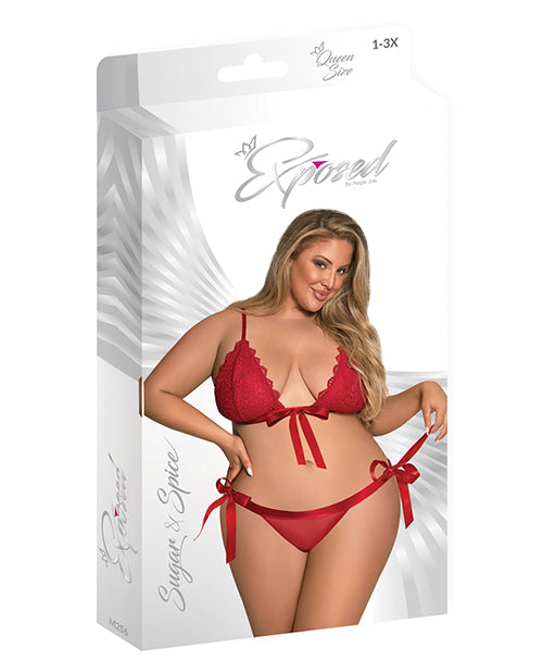 Sugar & Spice Ribbon Tie Bra & Panty Red Qn