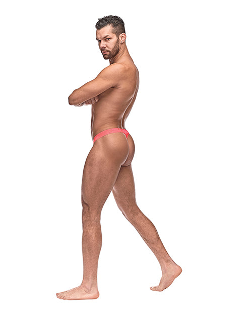 Semi Sheer Embossed Swirl Micro G-string V Coral L-xl