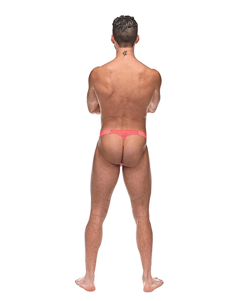 Semi Sheer Embossed Swirl Micro G-string V Coral S-m