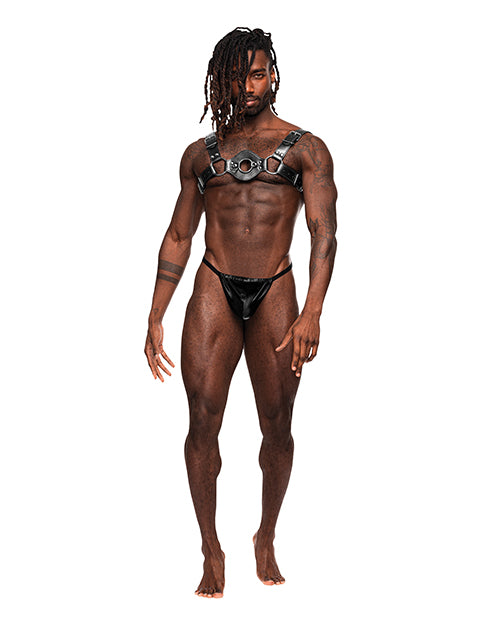 Libra Pu Leather Chest Harness Black O-s