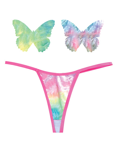 Neva Nude Naughty Knix Rainbow Sherbet Velvet G-string & Pasties - (color Varies) Multi  O-s