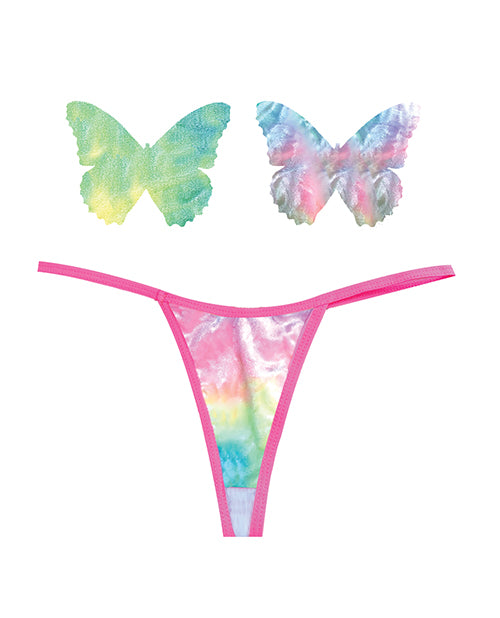 Neva Nude Naughty Knix Rainbow Sherbet Velvet G-string & Pasties - (color Varies) Multi  O-s