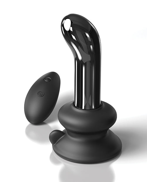 Icicles No. 84 Hand Blown Glass Vibrating Butt Plug W-remote - Black
