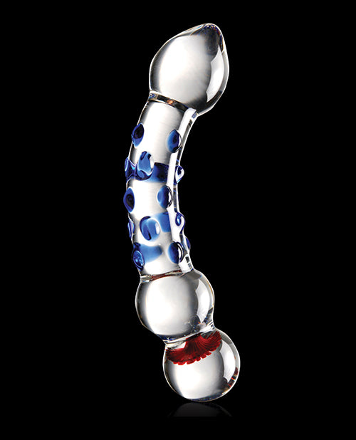 Icicles No. 18 Hand Blown Glass Massager - Clear W-blue Knobs