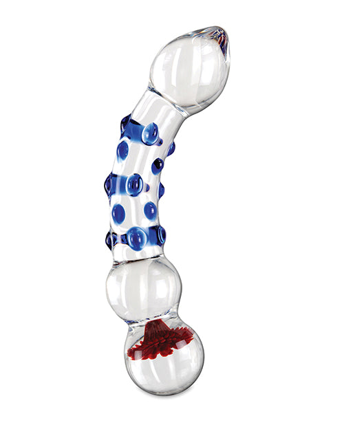 Icicles No. 18 Hand Blown Glass Massager - Clear W-blue Knobs