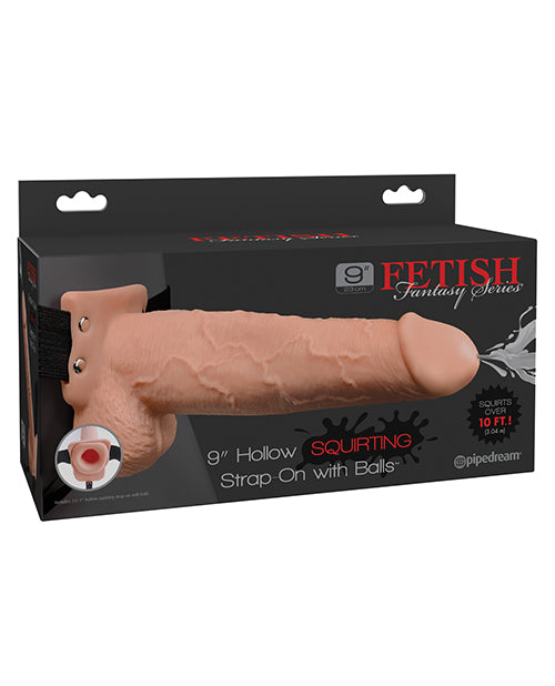 Fetish Fantasy Series 9 inch Hollow Squirting Strap On W/balls