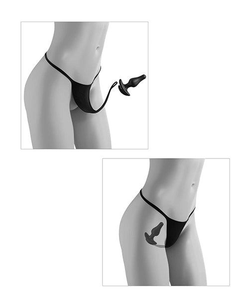 Hookup Panties Crotchless Pleasure Pearls Black