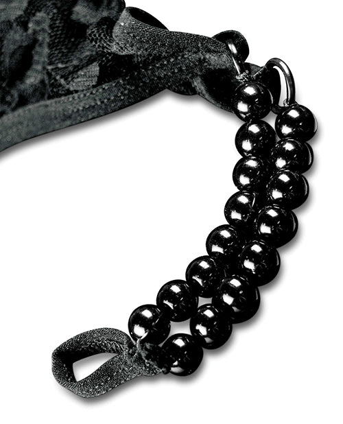 Hookup Panties Crotchless Pleasure Pearls Black