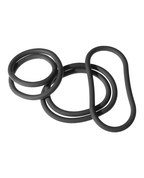 Xplay Gear 9"-12"-15" Silicone Slim Wrap Rings - Pack Of 3 Black