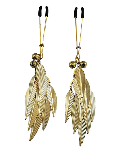 Bijoux De Nip Tweezer Nipple Clamp W-metal Feathers - Gold