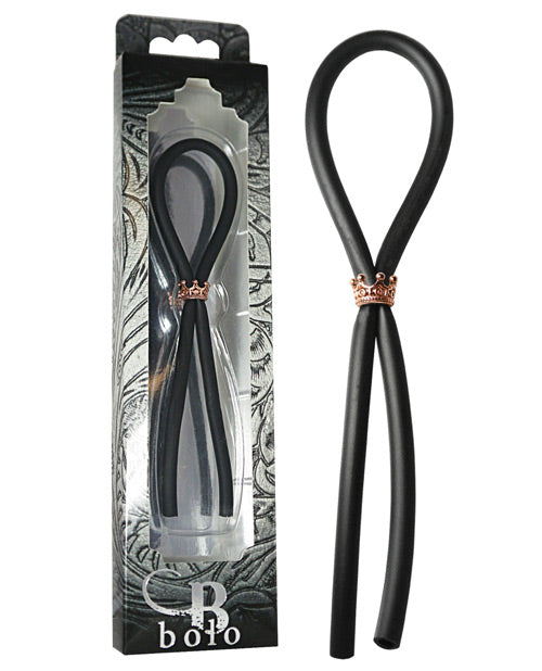 Bolo Silicone Lasso W/silver Crown Slider Ring