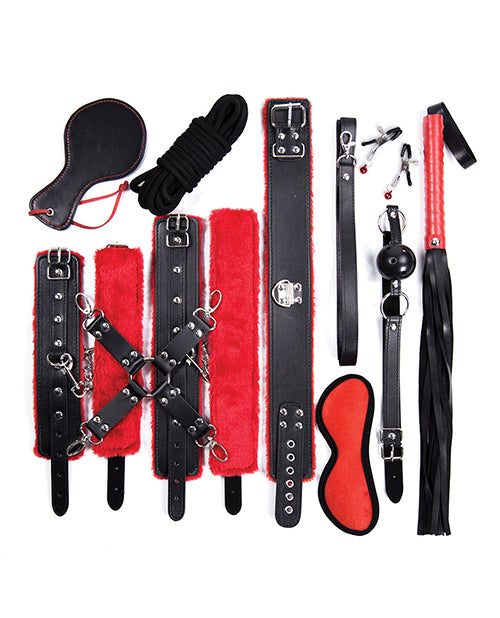 Plesur Deluxe Bondage Kit - Black-red