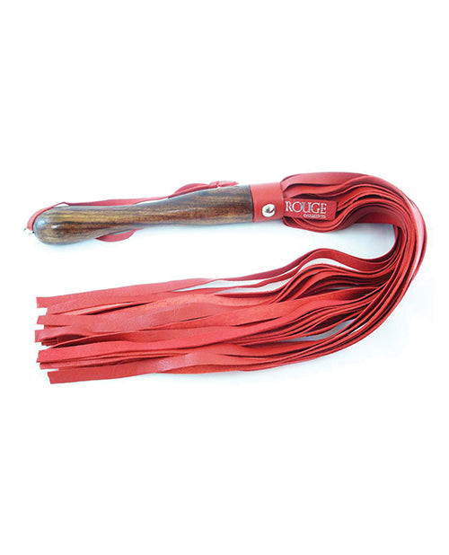 Rouge Leather Flogger W-wooden Handle - Red