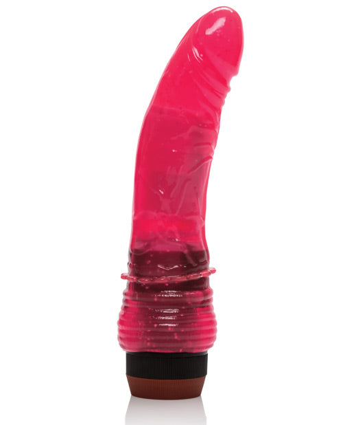 "Hot Pinks Curved Jelly Vibrating 6.5"" Dildo"