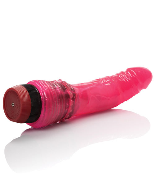 "Hot Pinks Curved Jelly Vibrating 6.5"" Dildo"