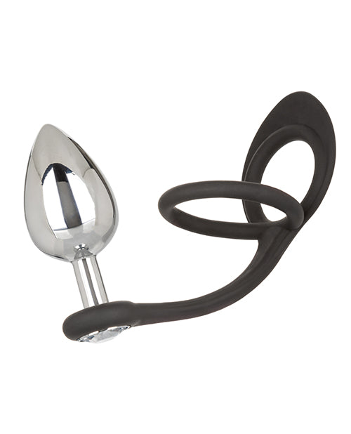 Star Fucker Xl Teardrop Gem Plug W-silicone Enhancer - Black