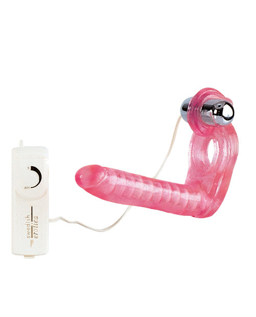 The Ultimate Triple Stimulator Flexible Dong W-cock Ring - Pink