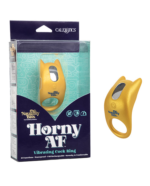 Naughty Bits Horny Af Vibrating Cock Ring - Gold