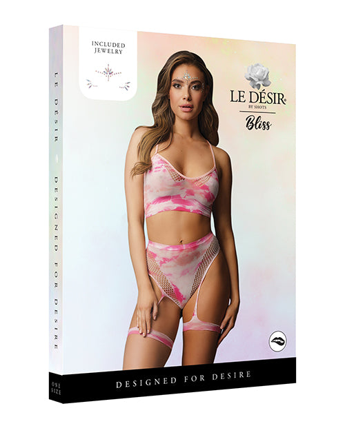 Shots Bliss Bra & Panty Leg Garter W-face Jewelry Multi O-s