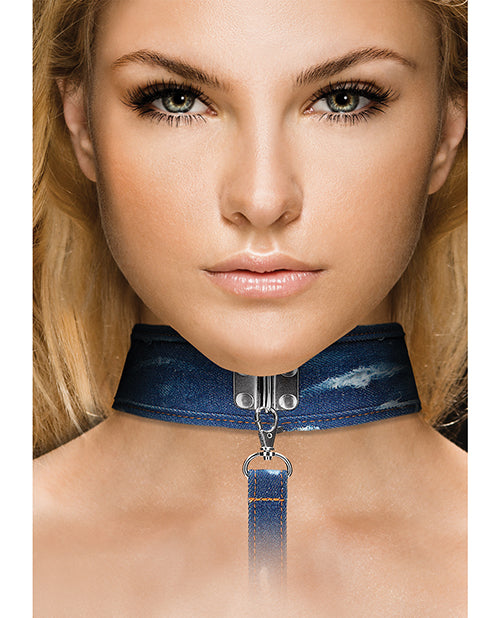 Shots Ouch Denim Collar W/leash