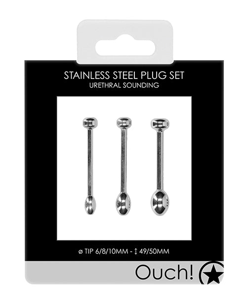 Shots Ouch Urethral Sounding Metal Plug Set - 49-50mm