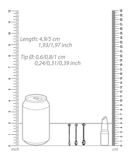 Shots Ouch Urethral Sounding Metal Plug Set - 49-50mm