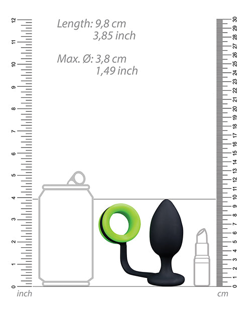 Shots Ouch Butt Plug W-cock Ring - Glow In The Dark