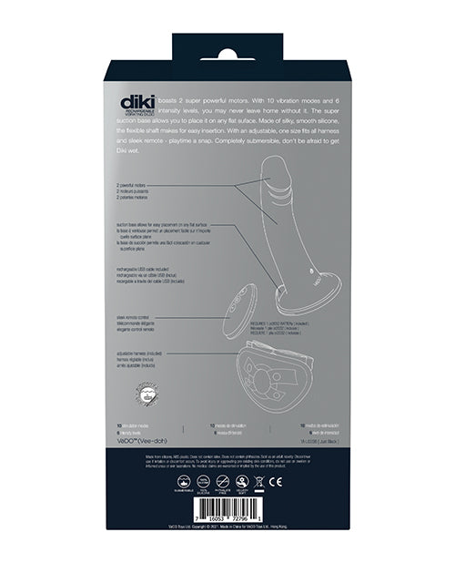 Vedo Diki Rechargeable Vibrating Dildo W-harness - Just Black