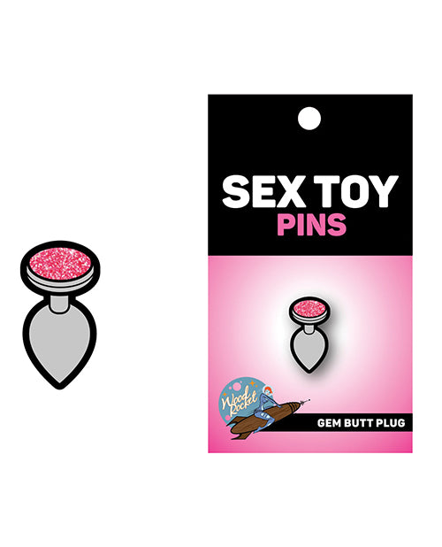 Wood Rocket Sex Toy Gem Butt Plug Pin - Silver-pink