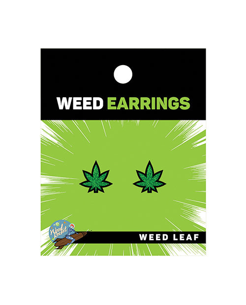 Wood Rocket Weed Earrings - Green