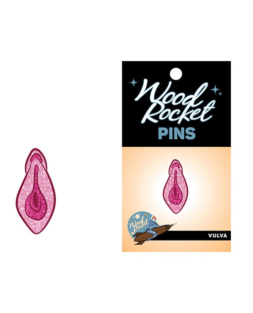 Wood Rocket Vulva Large Pin - Pink