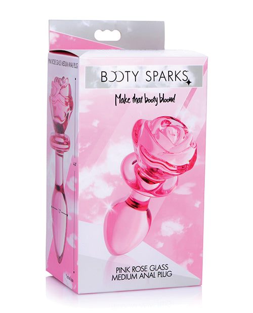 Booty Sparks Pink Rose Glass Anal Plug