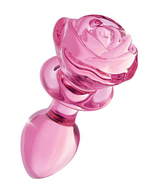Booty Sparks Pink Rose Glass Anal Plug