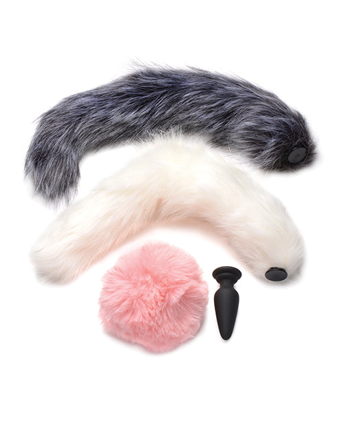 Tailz Snap On Silicone Anal Plug W-3 Interchangeable Tails - Asst Colors